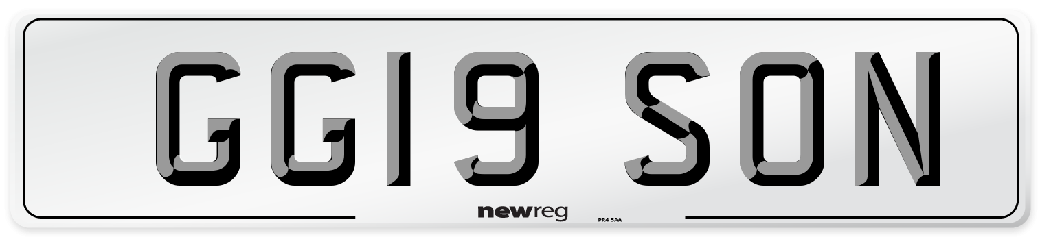 GG19 SON Number Plate from New Reg